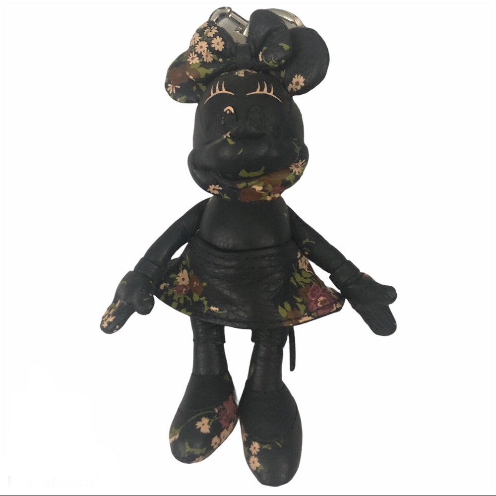 DisneyxCoach Minnie Mouse Leather Floral Keychain